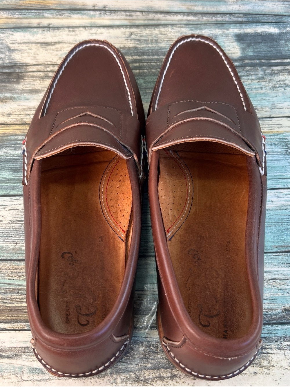 Sperry Gold Cup Made In Maine Penny Loafer Size 11D Brown Leather Vibram Soles - Picture 7 of 13